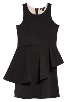Ava & Yelly Textured Tiered Dress in Black/Pink