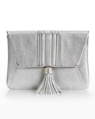 Ava Metallic Flap Tassel Clutch Bag