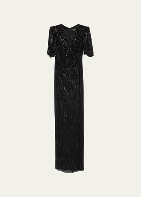 Ava Sequin-Embellished Column Gown