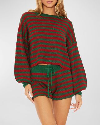 Ava Striped Balloon Sleeve Sweater