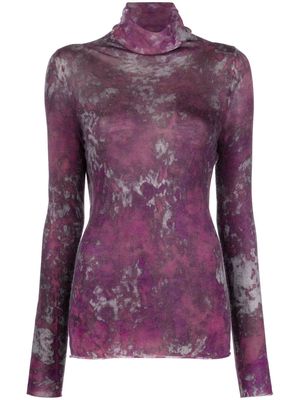 Avant Toi abstract-print roll-neck jumper - Purple
