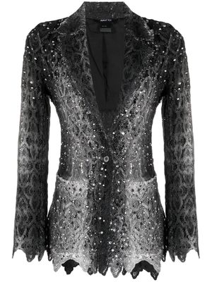 Avant Toi crystal-embellished macramé jacket - Black