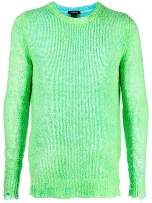 Avant Toi distressed crew neck sweater - Green