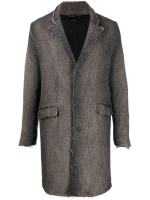 Avant Toi distressed-effect single-breasted coat - Grey
