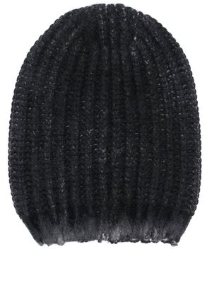 Avant Toi distressed-knit detail beanie - Black