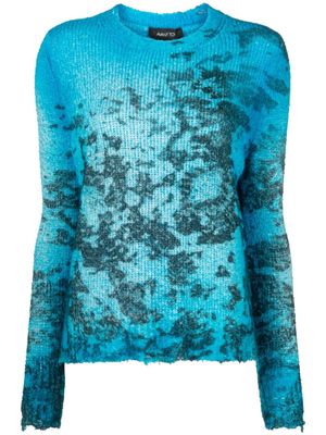 Avant Toi distressed patterned intarsia-knit jumper - Blue