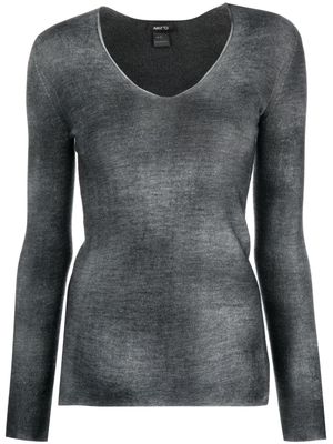 Avant Toi faded-effect V-neck jumper - Grey