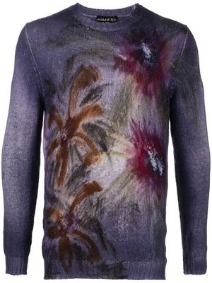Avant Toi floral pattern cashmere jumper - Purple