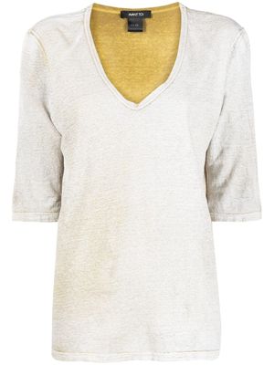 Avant Toi linen V-neck top - Neutrals
