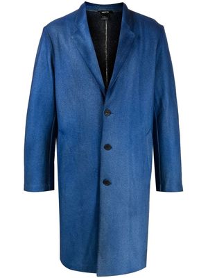 Avant Toi painted-effect merino-wool overcoat - Blue