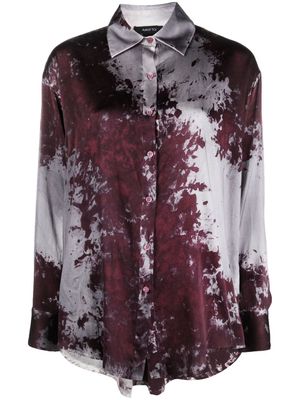 Avant Toi painterly-print stretch-silk shirt - Purple