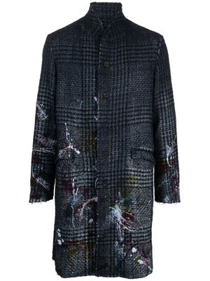 Avant Toi single-breasted houndstooth coat - Blue