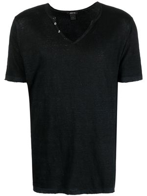 Avant Toi V-neck linen/flax T-shirt - Black