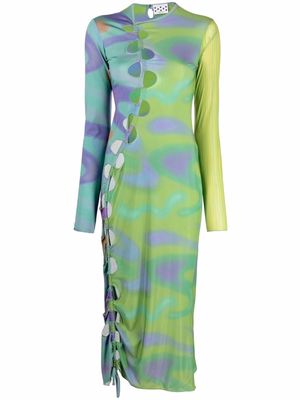 AVAVAV abstract-print cut-out dress - Green