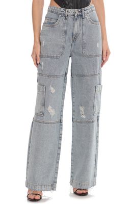 Avec Les Filles Distressed Nonstretch Cargo Jeans in Tunnel Destructed Wash
