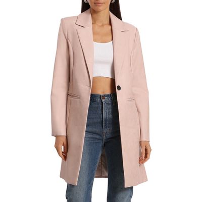 Avec Les Filles Faux-Ever Leather™ Longline Blazer in Pink Quartz 