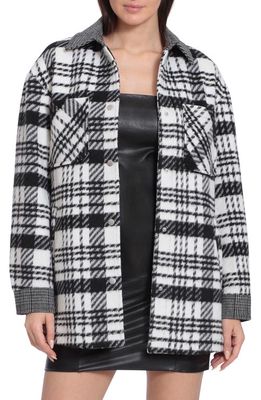 Avec Les Filles Mixed Plaid Shacket in Black And White Mixed Plaid