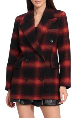 Avec Les Filles Plaid Double Breasted Coat in Fall Foliage Plaid