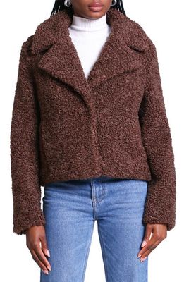 Avec Les Filles Relaxed Fit Crop Faux Shearling Jacket in Brown