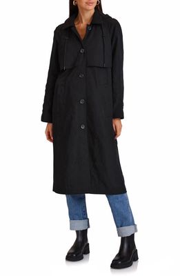 Avec Les Filles Relaxed Longline Water Resistant Raincoat in Black