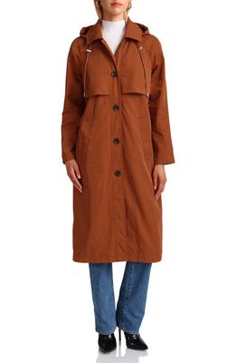 Avec Les Filles Relaxed Longline Water Resistant Raincoat in Rust