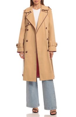 Avec Les Filles Stretch Cotton Trench Coat in Sand/Walnut