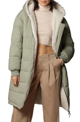 Avec Les Filles Thermal Puff Faux Shearling Lined Puffer Coat in Aventurine