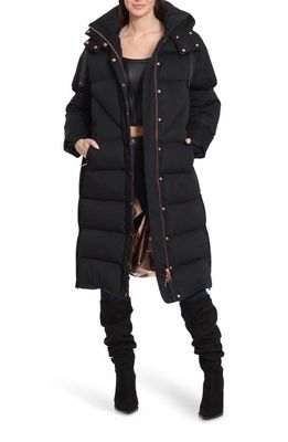 Avec Les Filles Thermalpuff™ Longline Puffer Coat in Black