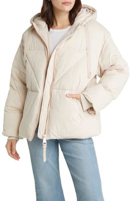 Avec Les Filles Water Resistant Hooded Puffer Coat in Buff