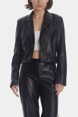 Avec Les Filles Women's Cropped Blazer Jacket in Black