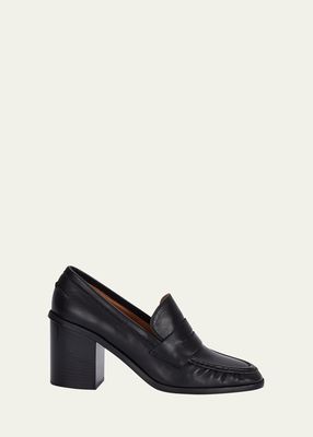 Avella Leather Heeled Penny Loafers