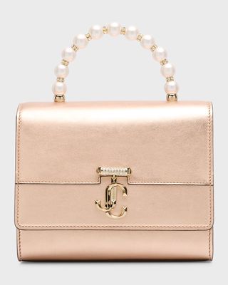 Avenue Pearly Metallic Leather Top-Handle Bag