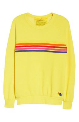 Aviator Nation 5-Stripe Sweatshirt in Lemon/Yellow Purple