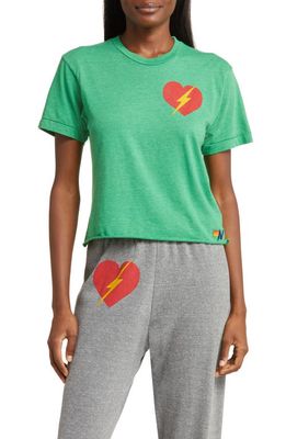Aviator Nation Bolt Heart Cotton Blend Graphic T-Shirt in Kelly Green