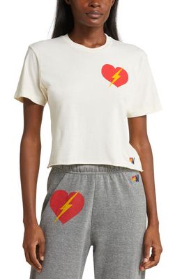Aviator Nation Bolt Heart Cotton Blend Graphic T-Shirt in Vintage White