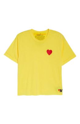 Aviator Nation Heart Embroidered T-Shirt in Lemon