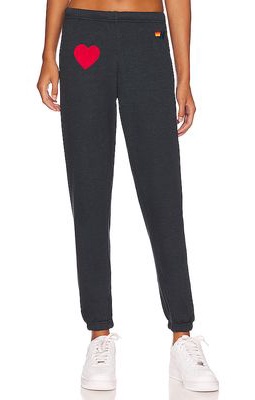 Aviator Nation Heart Embroidery Sweatpant in Charcoal