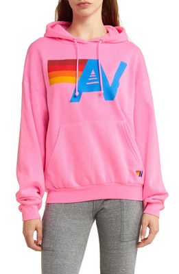 Aviator Nation Relaxed Fit Logo Hoodie in Neon Pink