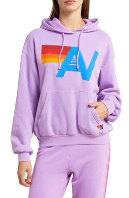 Aviator Nation Relaxed Fit Logo Hoodie in Neon Purple