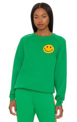 Aviator Nation Small Smiley Crewneck Sweatshirt in Green