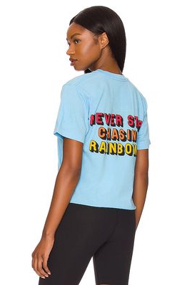 Aviator Nation Smiley Chasing Rainbows Tee in Baby Blue