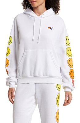 Aviator Nation Smiley Graphic Hoodie in White