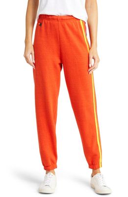 Aviator Nation Stripe Sweatpants in Orange/Yellow Purple
