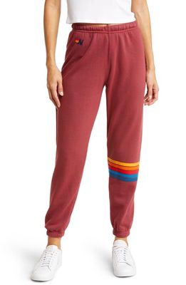 Aviator Nation Women's Rainbow Stitch Sweatpants in Claret 2