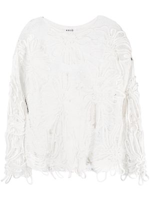 Aviù corded-lace cotton sweatshirt - White