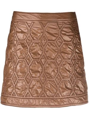 Aviù geometric-pattern faux leather skirt - Brown