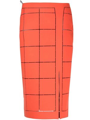 Aviù geometric-print midi skirt - Orange