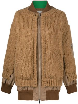 Aviù layered knitted bomber jacket - Brown