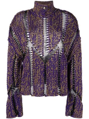 Aviù open-knit panelled jumper - Purple