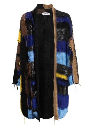 Aviù patchwork fringed shawl cardigan - Black